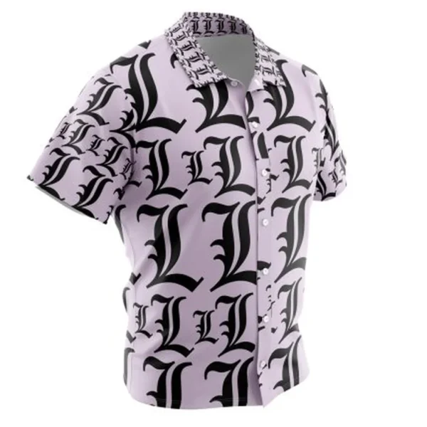 L Symbol Death Note Button Up Hawaiian Shirt