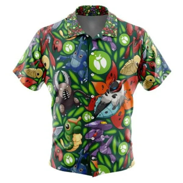 Bug Type Pokemon Pokemon Button Up Hawaiian Shirt