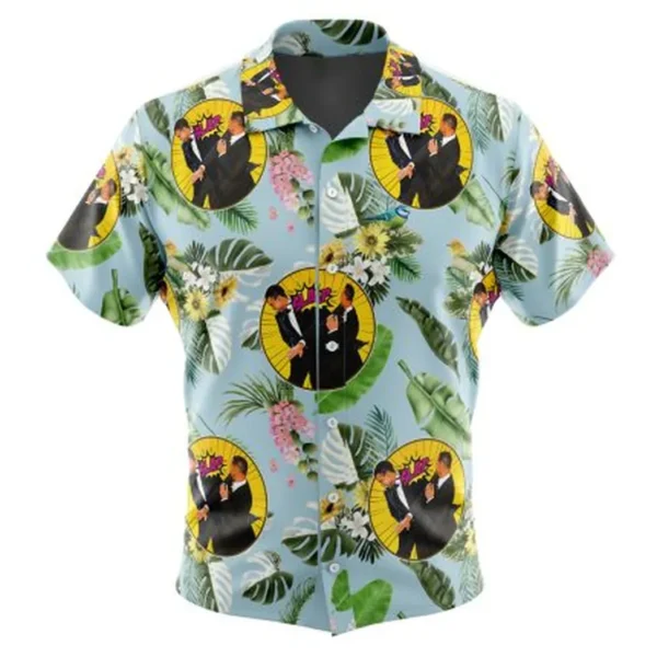 Will Smith Slaps Chris Rock Meme Button Up Hawaiian Shirt