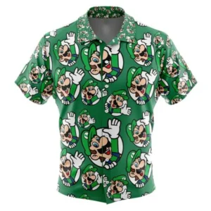 Luigi Super Mario Button Up Hawaiian Shirt