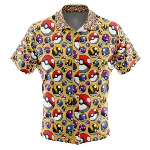 Poke Balls Pokemon Button Up Hawaiian Shirt