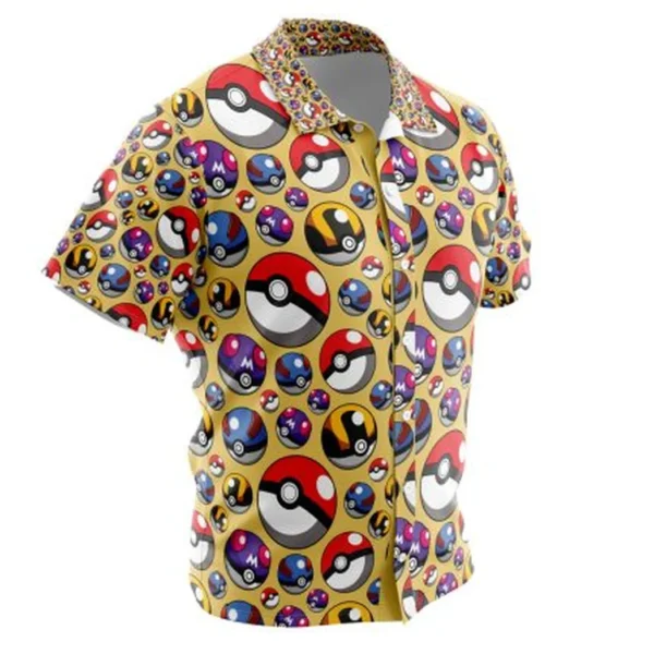 Poke Balls Pokemon Button Up Hawaiian Shirt