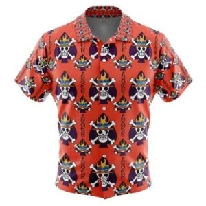 Portgas D. Ace Jolly Roger One Piece Button Up Hawaiian Shirt