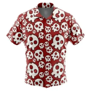 Skull Emblem Fire Force Button Up Hawaiian Shirt