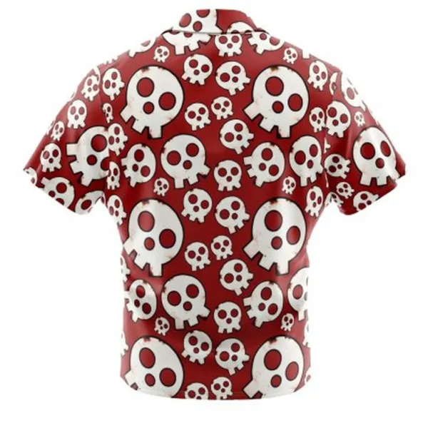 Skull Emblem Fire Force Button Up Hawaiian Shirt