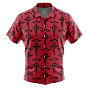 Flamel Cross Full Metal Alchemist Button Up Hawaiian Shirt