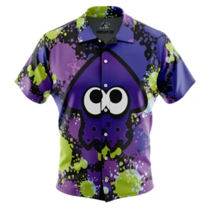 Purple Squid Aloha Splatoon Button Up Hawaiian Shirt