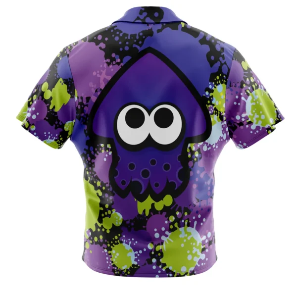 Purple Squid Aloha Splatoon Button Up Hawaiian Shirt