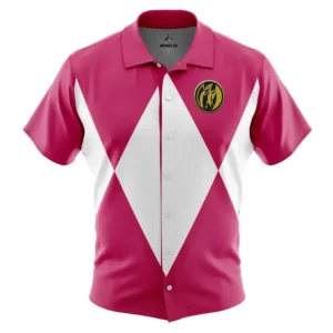 Pink Ranger Mighty Morphin Power Rangers Button Up Hawaiian Shirt