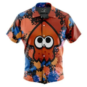 Orange Squid Aloha Splatoon Button Up Hawaiian Shirt