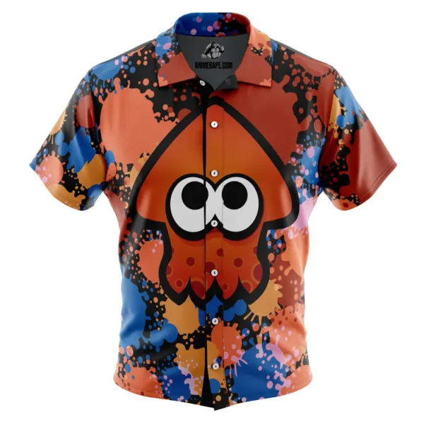 Orange Squid Aloha Splatoon Button Up Hawaiian Shirt