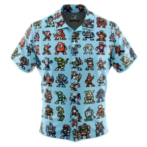 Badguys Mega Man Button Up Hawaiian Shirt