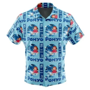 Sea Creatures Ponyo Studio Ghibli Button Up Hawaiian Shirt