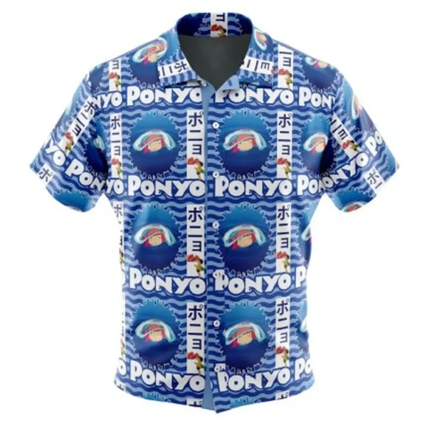 Ponyo Studio Ghibli Button Up Hawaiian Shirt