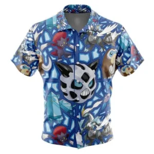 Ice Type Pokemon Pokemon Button Up Hawaiian Shirt