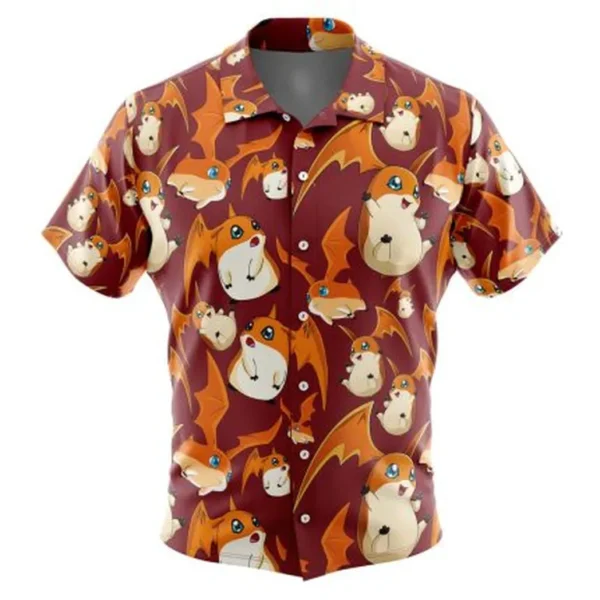 Patamon Digimon Button Up Hawaiian Shirt