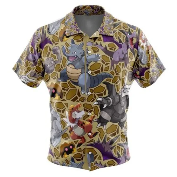 Rock Type Pokemon Pokemon Button Up Hawaiian Shirt