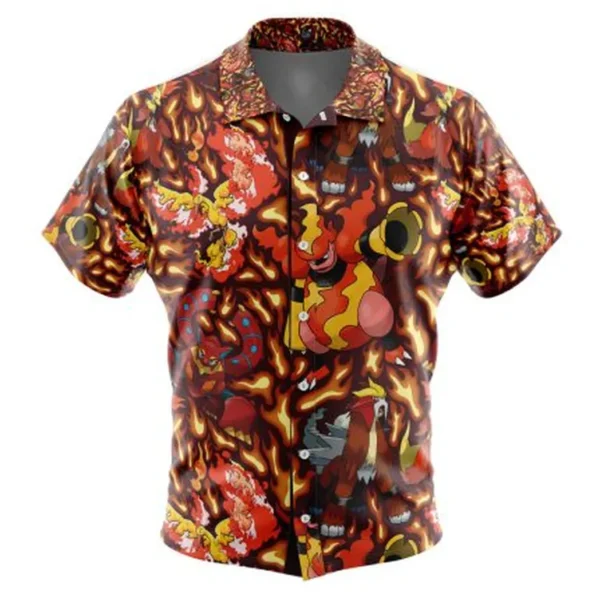 Fire Type Pokemon Pokemon Button Up Hawaiian Shirt