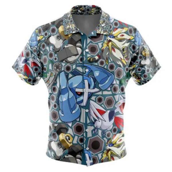 Steel Type Pokemon Pokemon Button Up Hawaiian Shirt