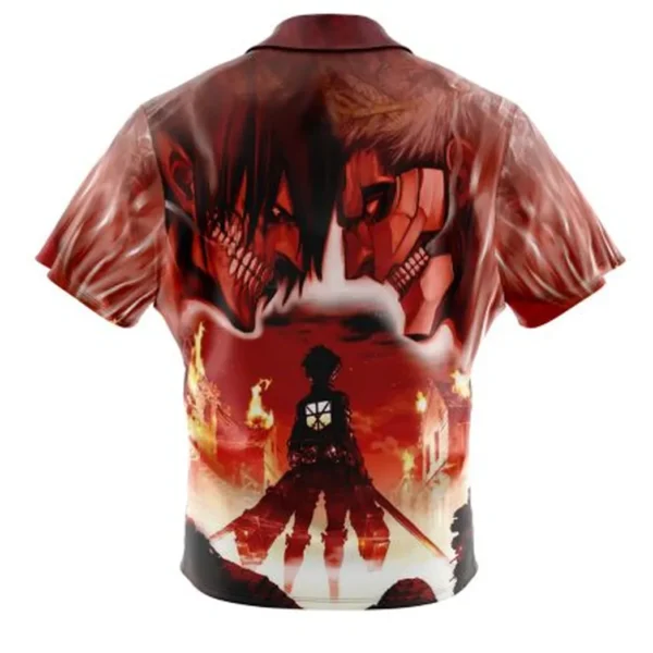 Burning Attack on Titan Button Up Hawaiian Shirt