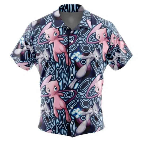 Mew x Mewtwo Pokemon Button Up Hawaiian Shirt