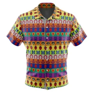 All Symbols Pattern Jojo Bizarre Adventure Button Up Hawaiian Shirt