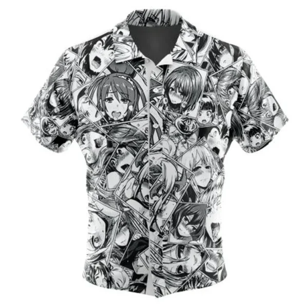 Ahegao Manga Collage V2 Button Up Hawaiian Shirt