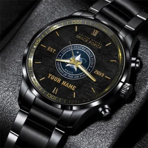 US Space Force Black Fashion Watch Personalized Name, Military Watch, Watches For Soldiers, Military Watches For Men