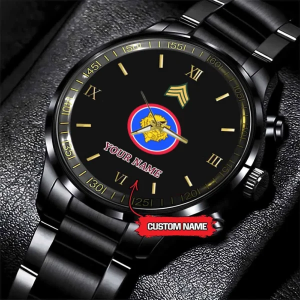 Army Watch, Army 106Th Infantry Division Custom Black Fashion Watch Proudly Served Gift, Military Watches, Us Army Watch