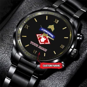 Army Watch, Army 20Th Engineer Brigades Custom Black Fashion Watch Proudly Served Gift, Military Watches, Us Army Watch