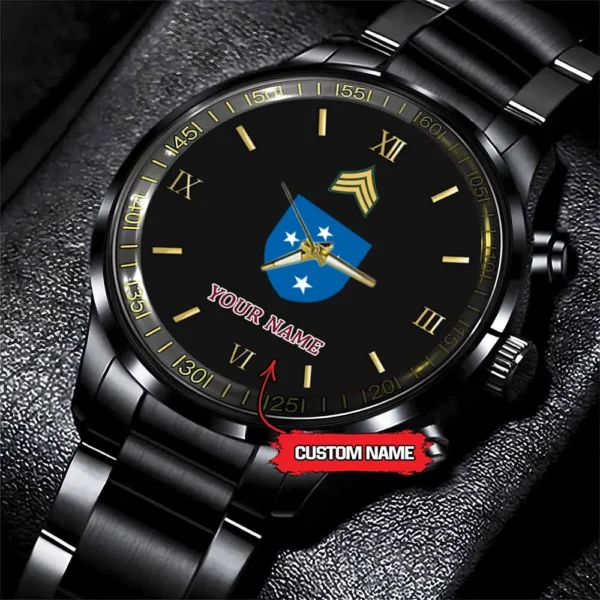 Army Watch, Army 23Th Infantry Division Custom Black Fashion Watch Proudly Served Gift, Military Watches, Us Army Watch