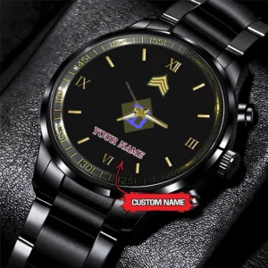 Army Watch, Army 26Th Infantry Division Custom Black Fashion Watch Proudly Served Gift, Military Watches, Us Army Watch