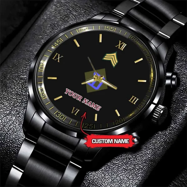 Army Watch, Army 26Th Infantry Division Custom Black Fashion Watch Proudly Served Gift, Military Watches, Us Army Watch