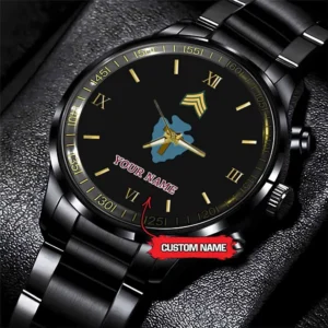 Army Watch, Army 36Th Infantry Division Custom Black Fashion Watch Proudly Served Gift, Military Watches, Us Army Watch