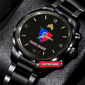 Army Watch, Army 38Th Infantry Division Custom Black Fashion Watch Proudly Served Gift, Military Watches, Us Army Watch