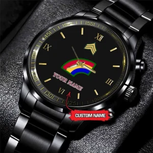 Army Watch, Army 42Th Infantry Division Custom Black Fashion Watch Proudly Served Gift, Military Watches, Us Army Watch