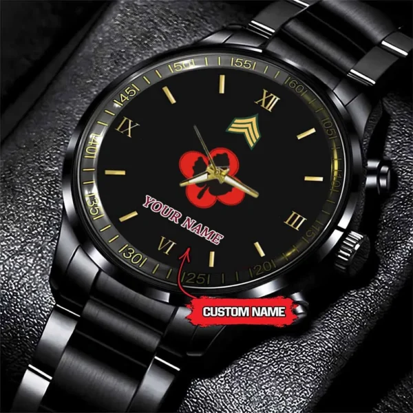 Army Watch, Army 43Th Infantry Division Custom Black Fashion Watch Proudly Served Gift, Military Watches, Us Army Watch