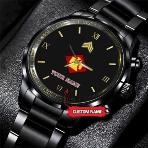 Army Watch, Army 45Th Infantry Division Custom Black Fashion Watch Proudly Served Gift, Military Watches, Us Army Watch