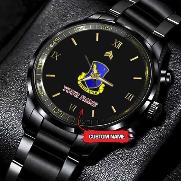 Army Watch, Army 504Th Infantry Regiment Custom Black Fashion Watch Proudly Served Gift, Military Watches, Us Army Watch