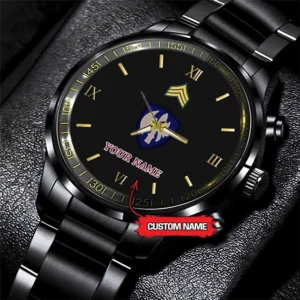 Army Watch, Army 65Th Infantry Division Custom Black Fashion Watch Proudly Served Gift, Military Watches, Us Army Watch