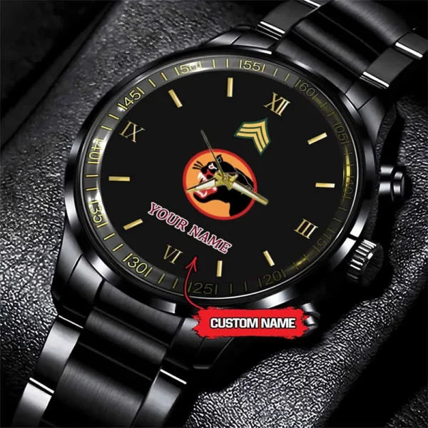 Army Watch, Army 66Th Infantry Division Custom Black Fashion Watch Proudly Served Gift, Military Watches, Us Army Watch