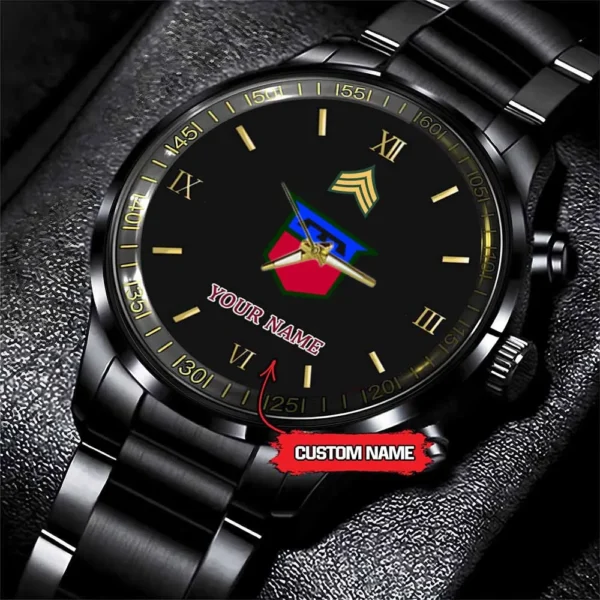 Army Watch, Army 76Th Infantry Division Custom Black Fashion Watch Proudly Served Gift, Military Watches, Us Army Watch