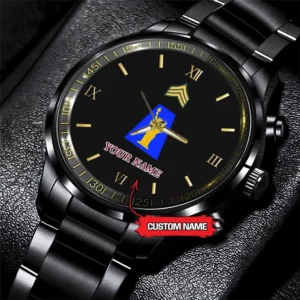 Army Watch, Army 77Th Sustainment Brigade Custom Black Fashion Watch Proudly Served Gift, Military Watches, Us Army Watch