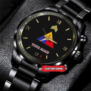 Army Watch, Army 7Th Armored Division Custom Black Fashion Watch Proudly Served Gift, Military Watches, Us Army Watch