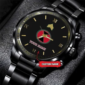 Army Watch, Army 7Th Infantry Division Custom Black Fashion Watch Proudly Served Gift, Military Watches, Us Army Watch