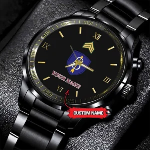 Army Watch, Army 8Th Infantry Division Custom Black Fashion Watch Proudly Served Gift, Military Watches, Us Army Watch