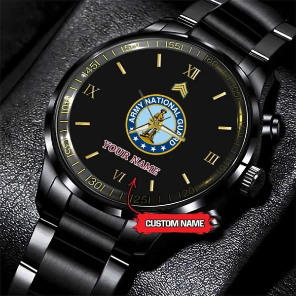 Army Watch, Army National Guard Custom Black Fashion Watch Proudly Served Gift, Military Watches, Us Army Watch