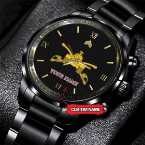 Army Watch, Army Tank Custom Black Fashion Watch Proudly Served Gift, Military Watches, Us Army Watch