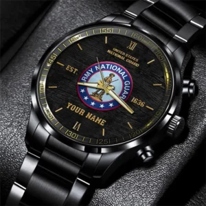 US National Guard Black Fashion Watch Custom Name, US Military Watch, Watches For Soldiers, Best Military Watches