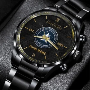 US Space Force Black Fashion Watch Custom Name, Military Watch, Watches For Soldiers, Military Watches For Men